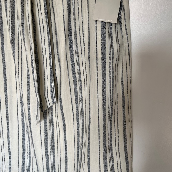 Womens Deane & White Skirt UK 16 A-Line Linen Stripe Cream Midi Length Pockets - Picture 3 of 11